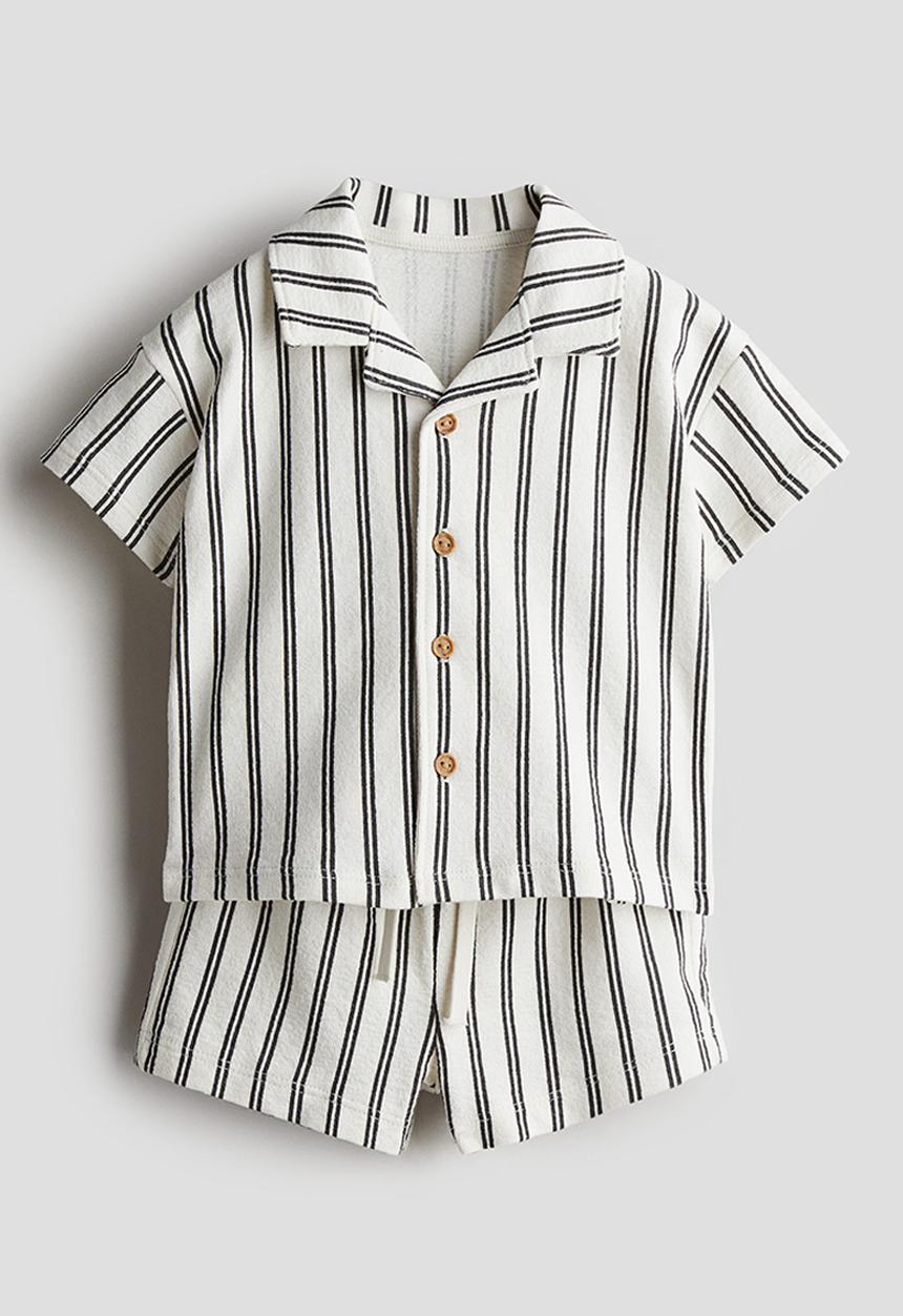 H&M - 2-Piece cotton jersey set - white striped