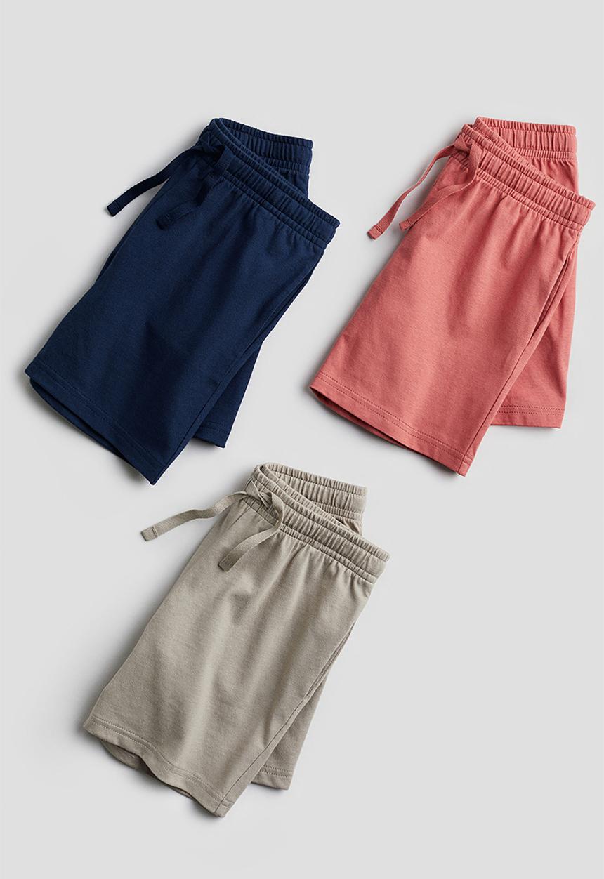H&M - 3-Pack cotton jersey shorts - light red navy blue 
