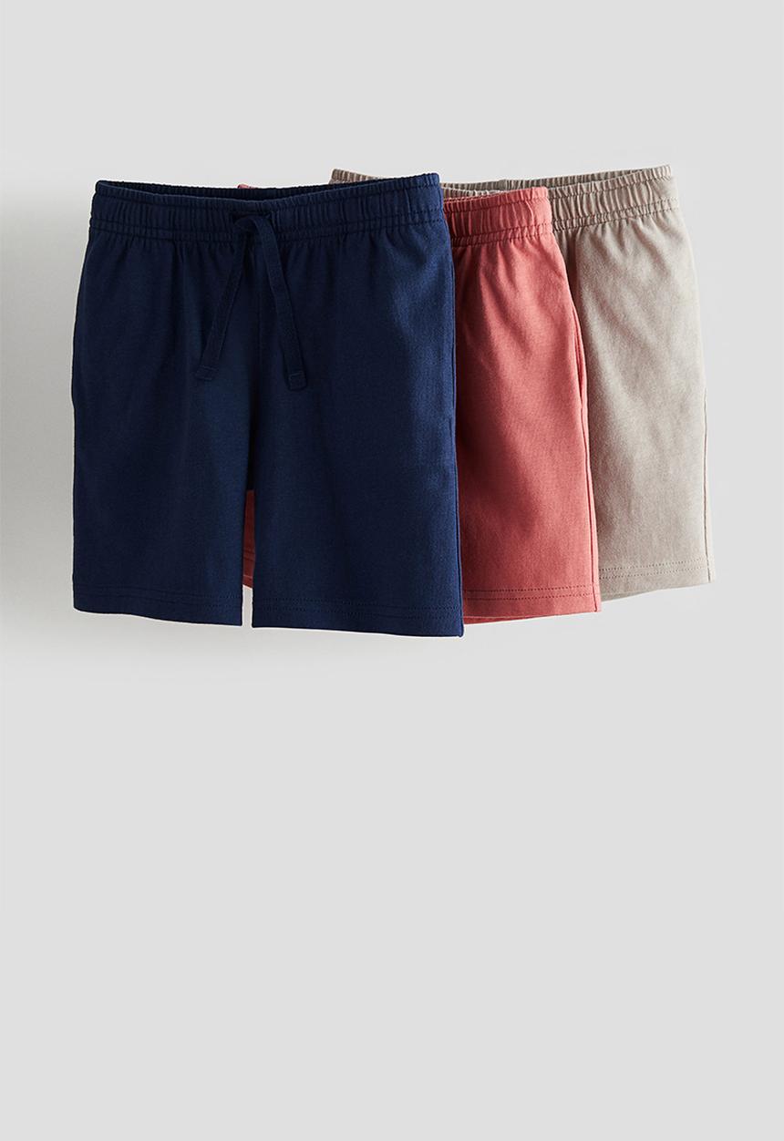 H&M - 3-Pack cotton jersey shorts - light red navy blue 