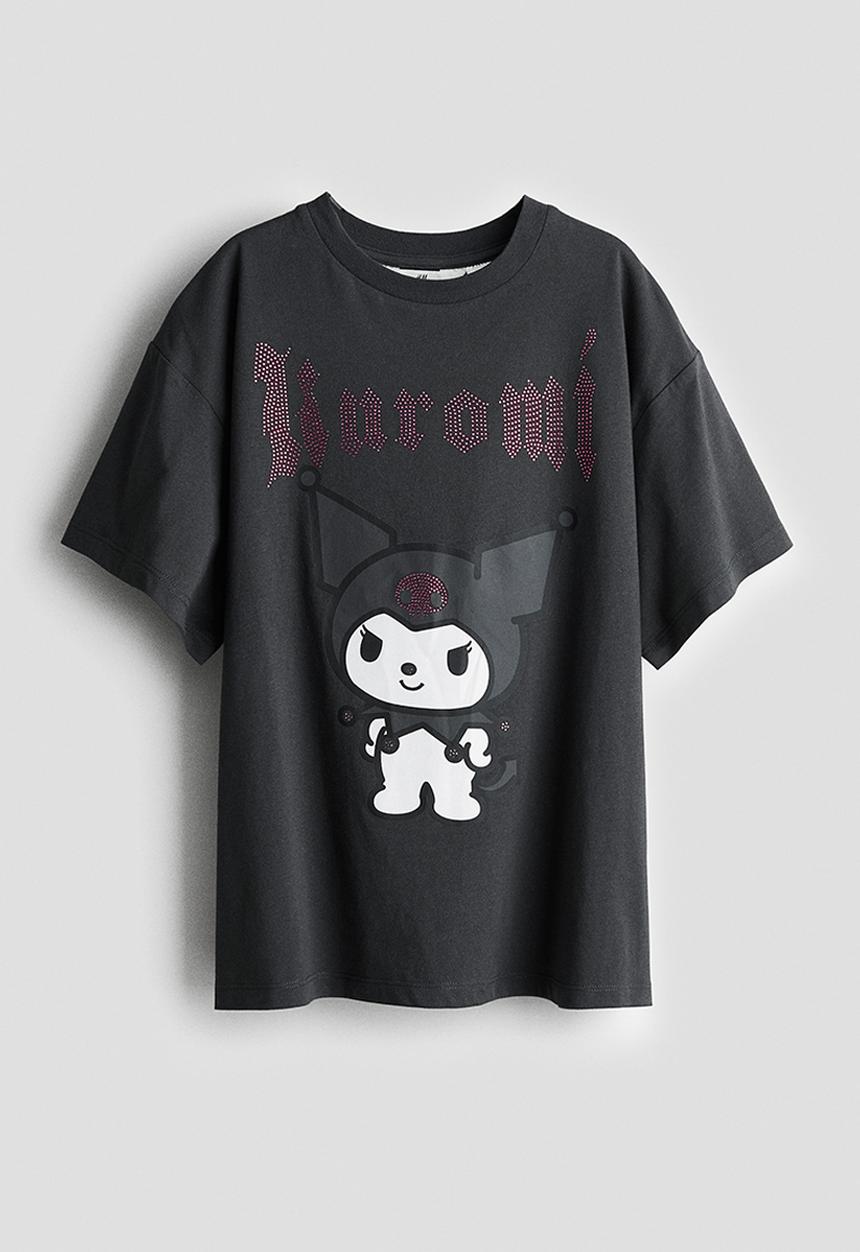 H&M - Oversized printed T-shirt - grey 