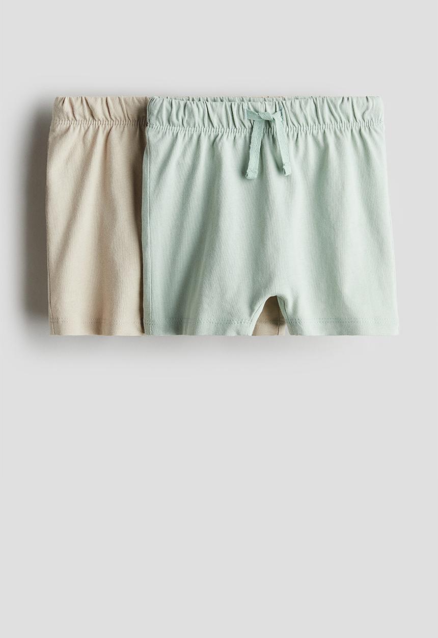 H&M - 2-Pack jersey shorts - light dusty green beige