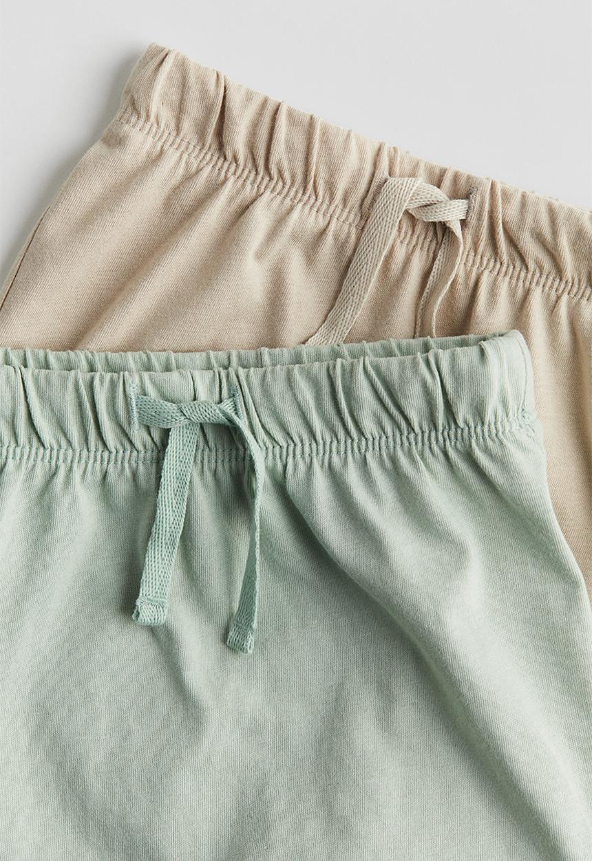 H&M - 2-Pack jersey shorts - light dusty green beige