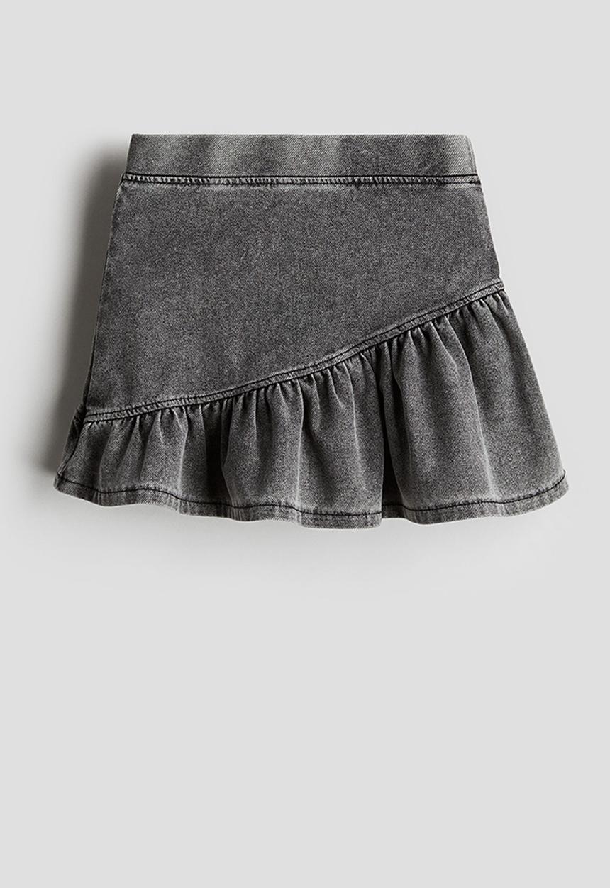 H&M - Flounced denim-look skirt - grey
