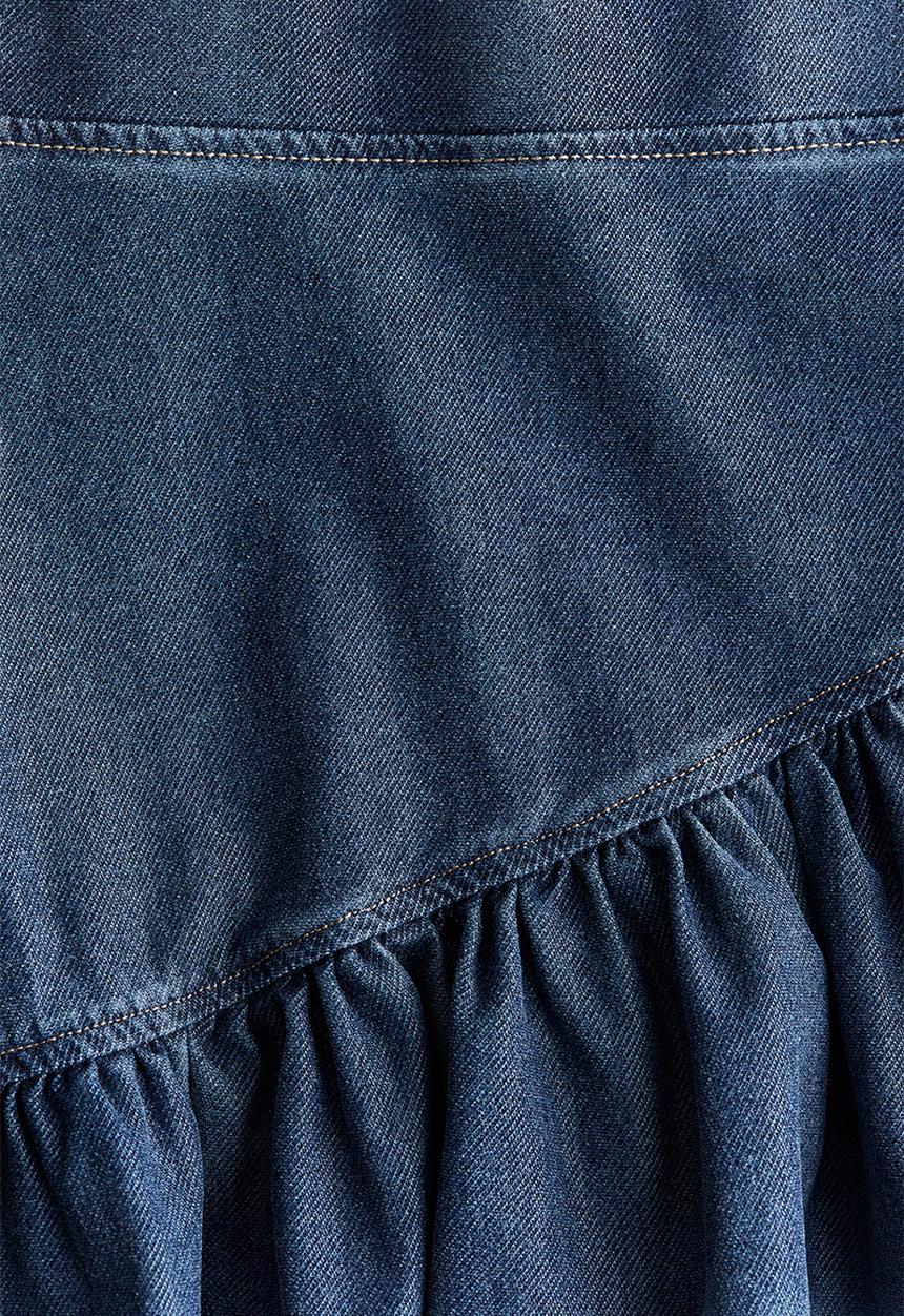 H&M - Flounced denim-look skirt - blue