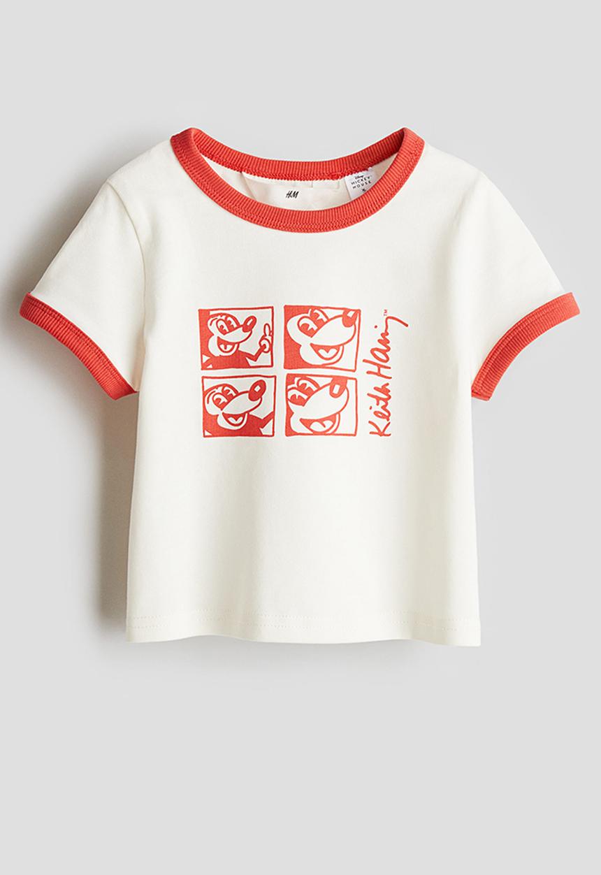 H&M - Keith Haring X H&M:  Printed cotton t-shirt - Natural white