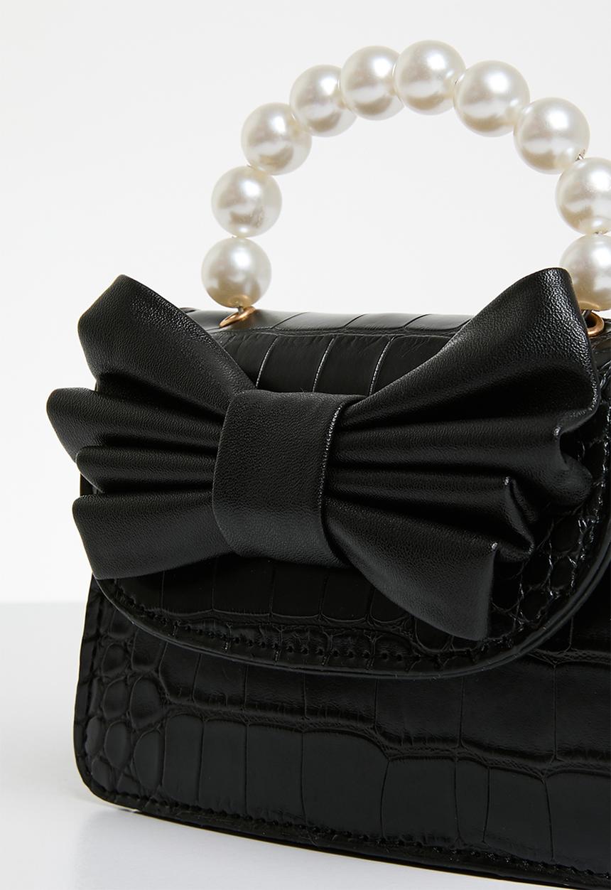 Pop Candy - Bow and pearl hand bag - black