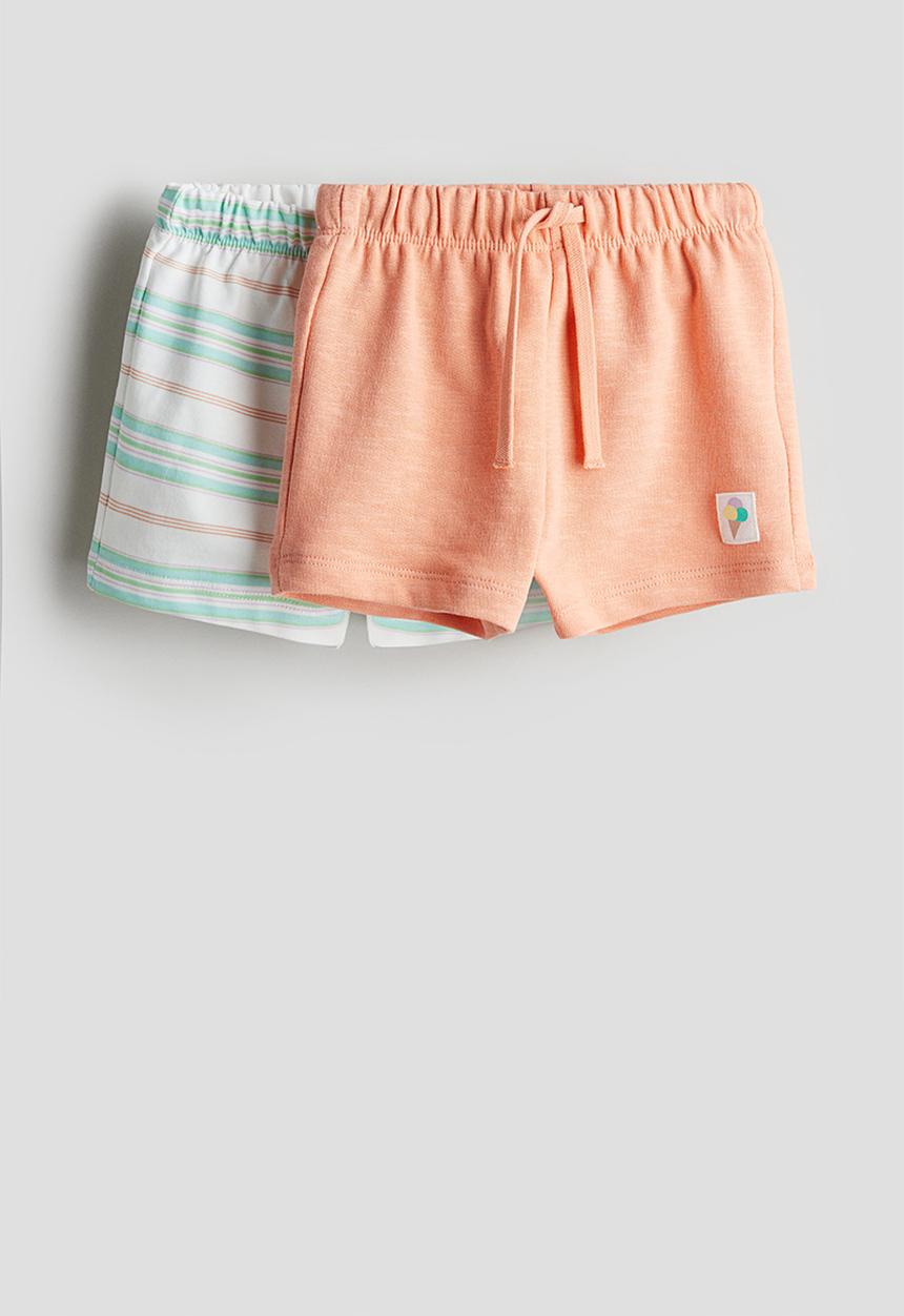 H&M - 2-Pack sweatshirt shorts - peach striped 