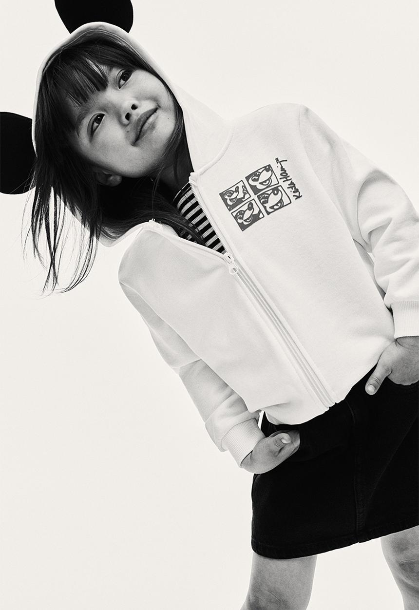 H&M - Keith Haring X H&M:  Printed zip-through hoodie - white 