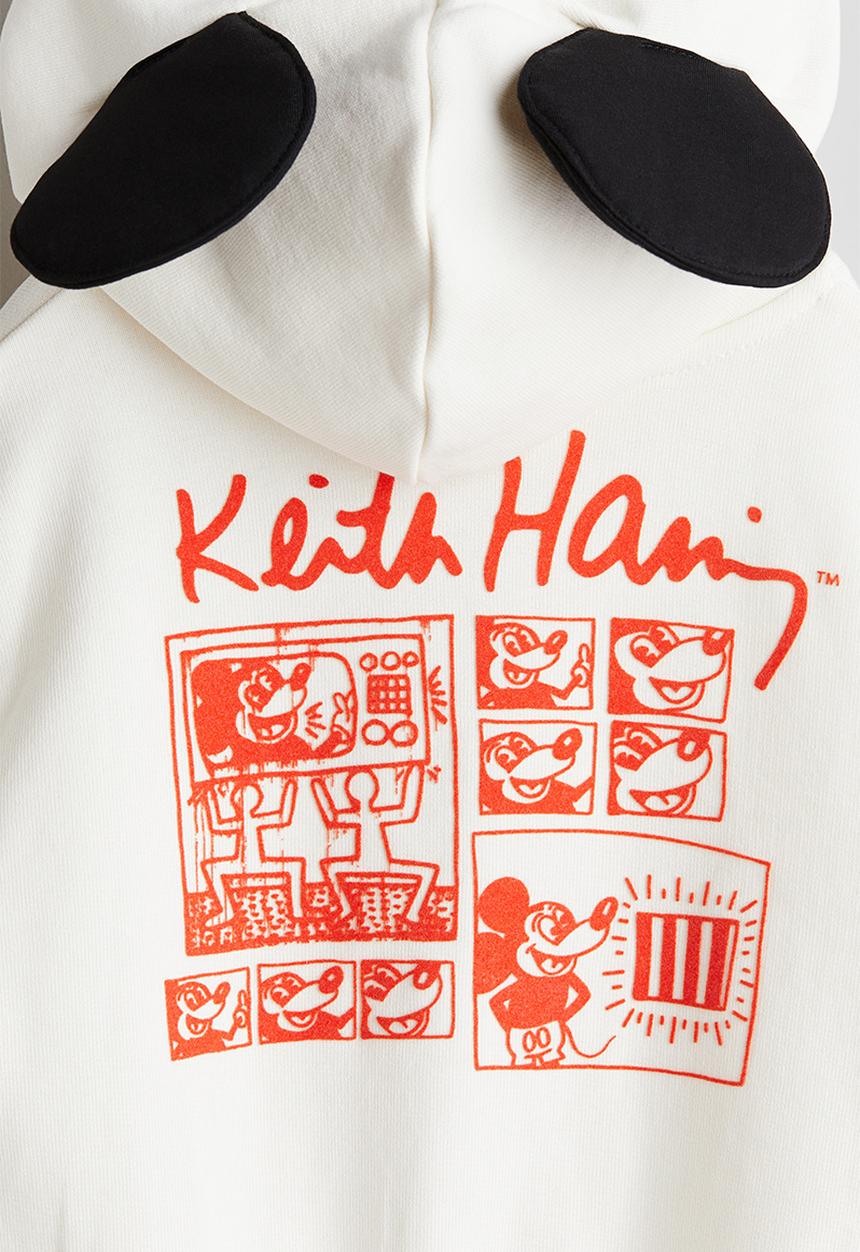 H&M - Keith Haring X H&M:  Printed zip-through hoodie - white 