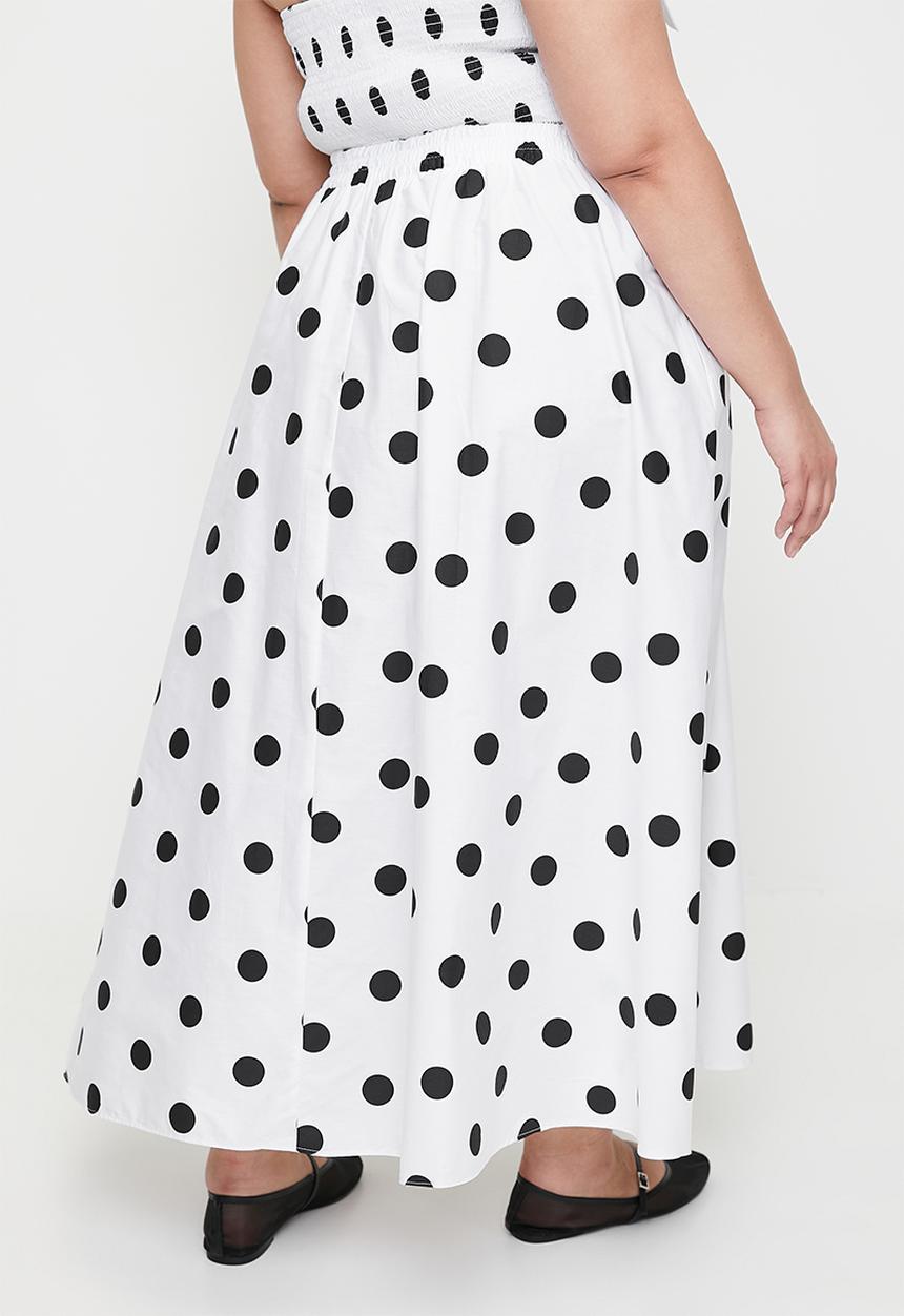 Me&B - Plus Dirdle Skirt With Ric Rac In Spot - Blackspot