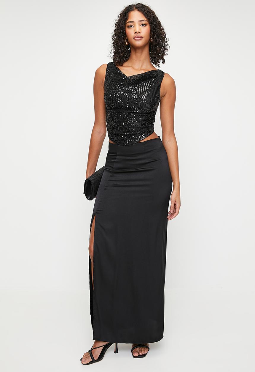 MILLA - Cowl sequins top - black