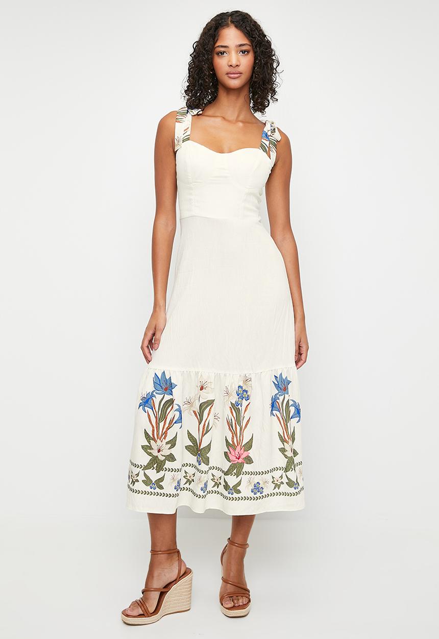 MILLA - Fit & flare midi dress - delicate botanical double border