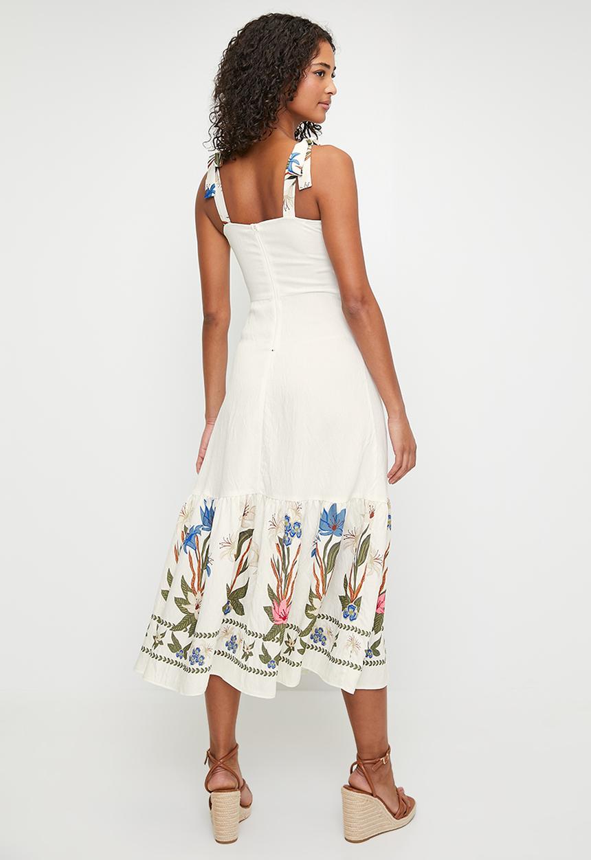 MILLA - Fit & flare midi dress - delicate botanical double border