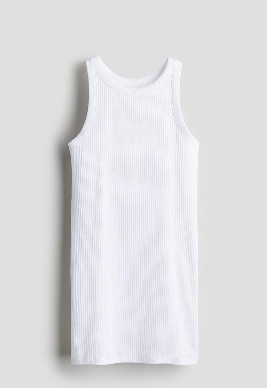 H&M - Ribbed jersey dress - white
