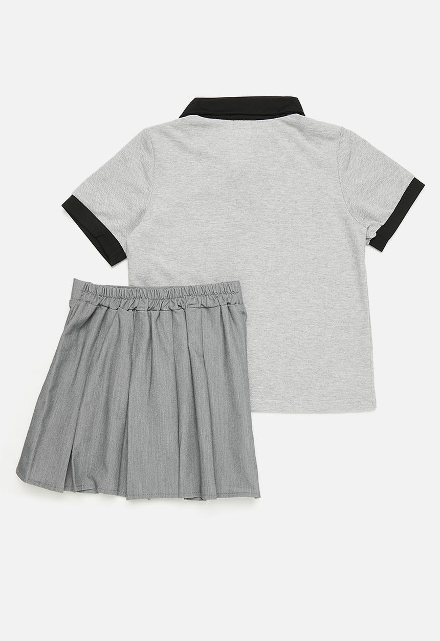 Pop Candy - Golf tee & pleated skirt set - grey