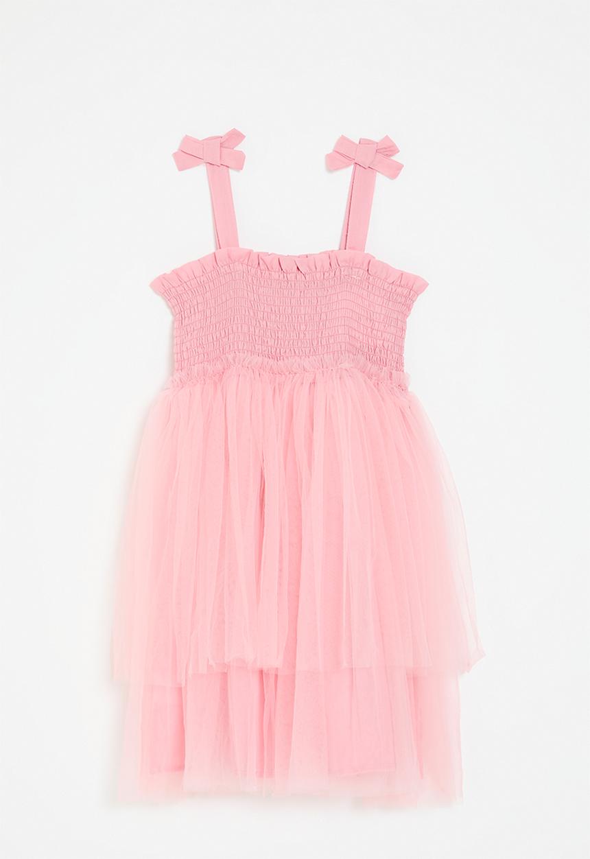 Pop Candy - Smock detail mesh dress - pink