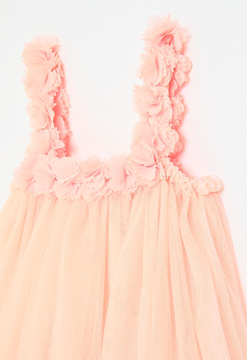 Pop Candy - Floral décor mesh dress - pink