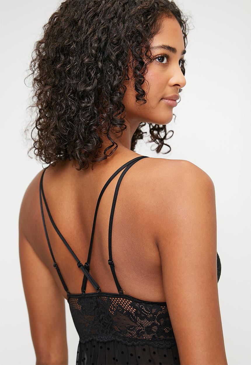 Hunkemoller - BD Dot Mesh Lace Beatriz - black