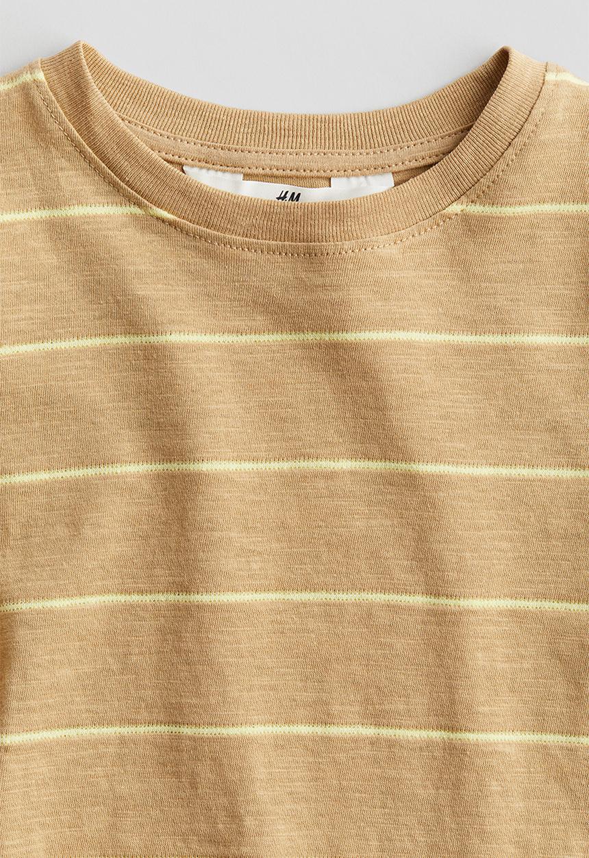 H&M - Printed T-shirt - Beige Striped