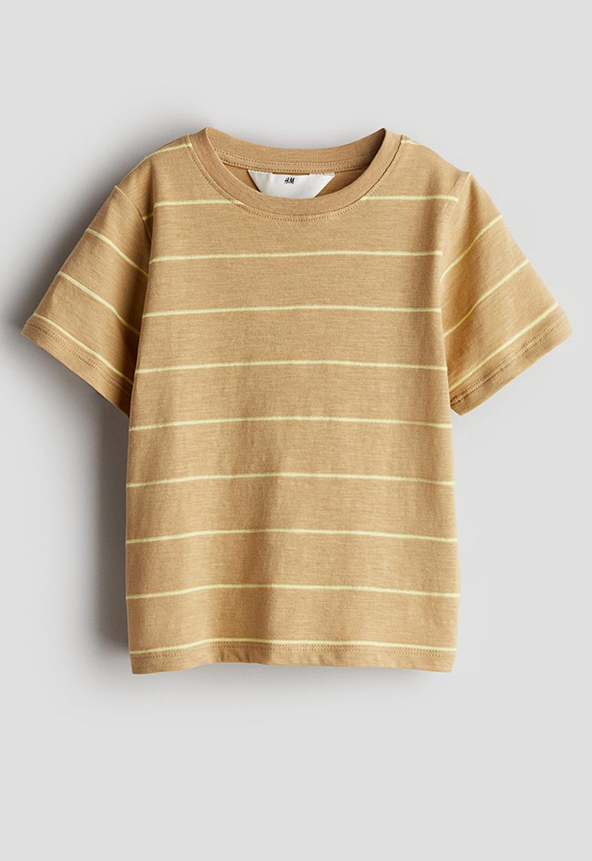 H&M - Printed T-shirt - Beige Striped