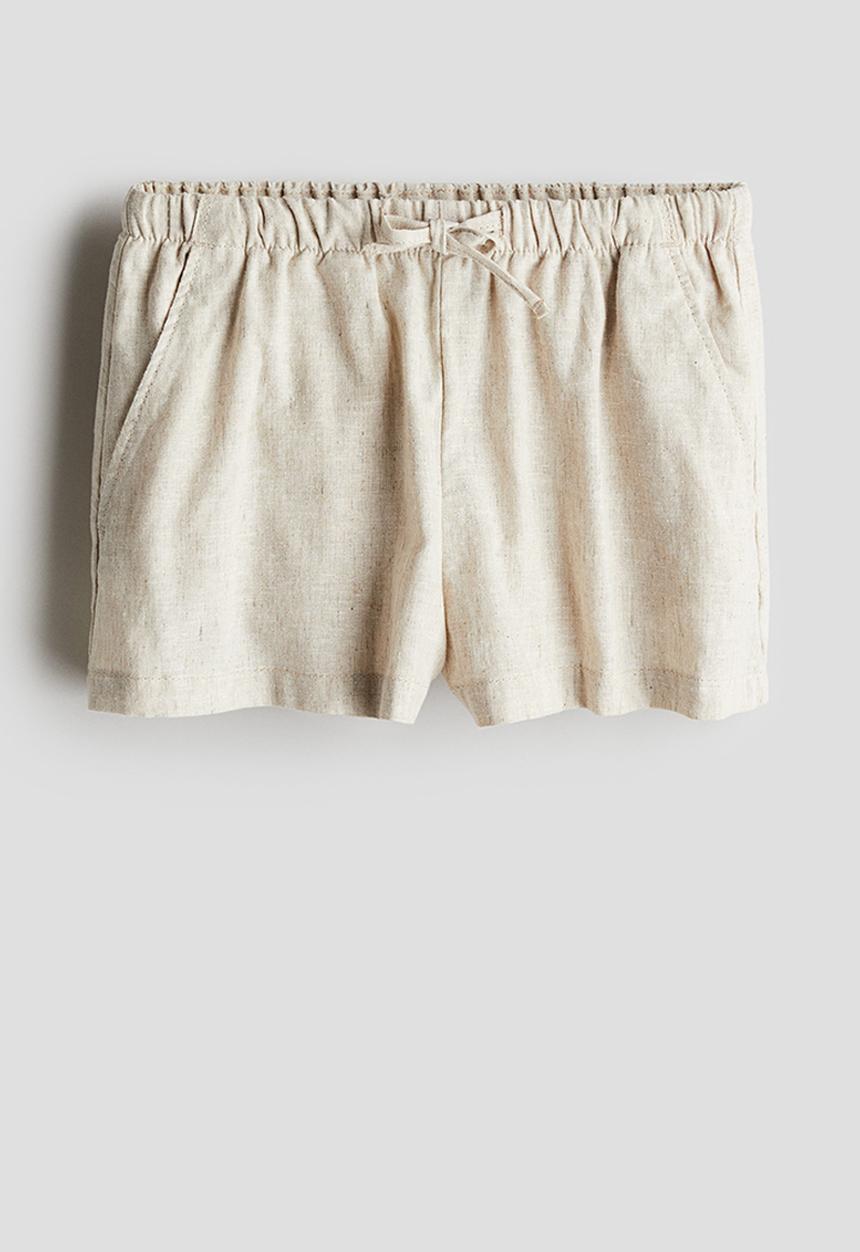 H&M - Linen-blend pull-on shorts - ecru