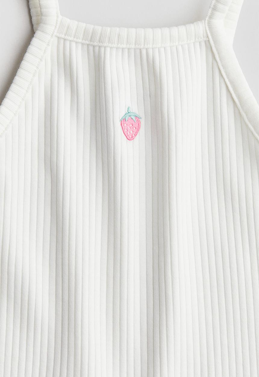 H&M - Ribbed strappy top - White Strawberry