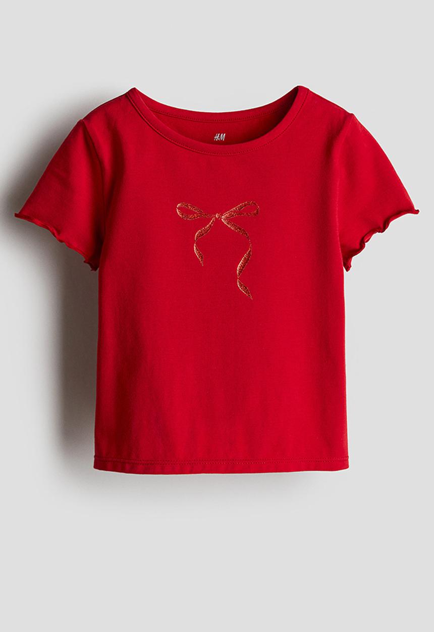 H&M - Printed top - Red Bow