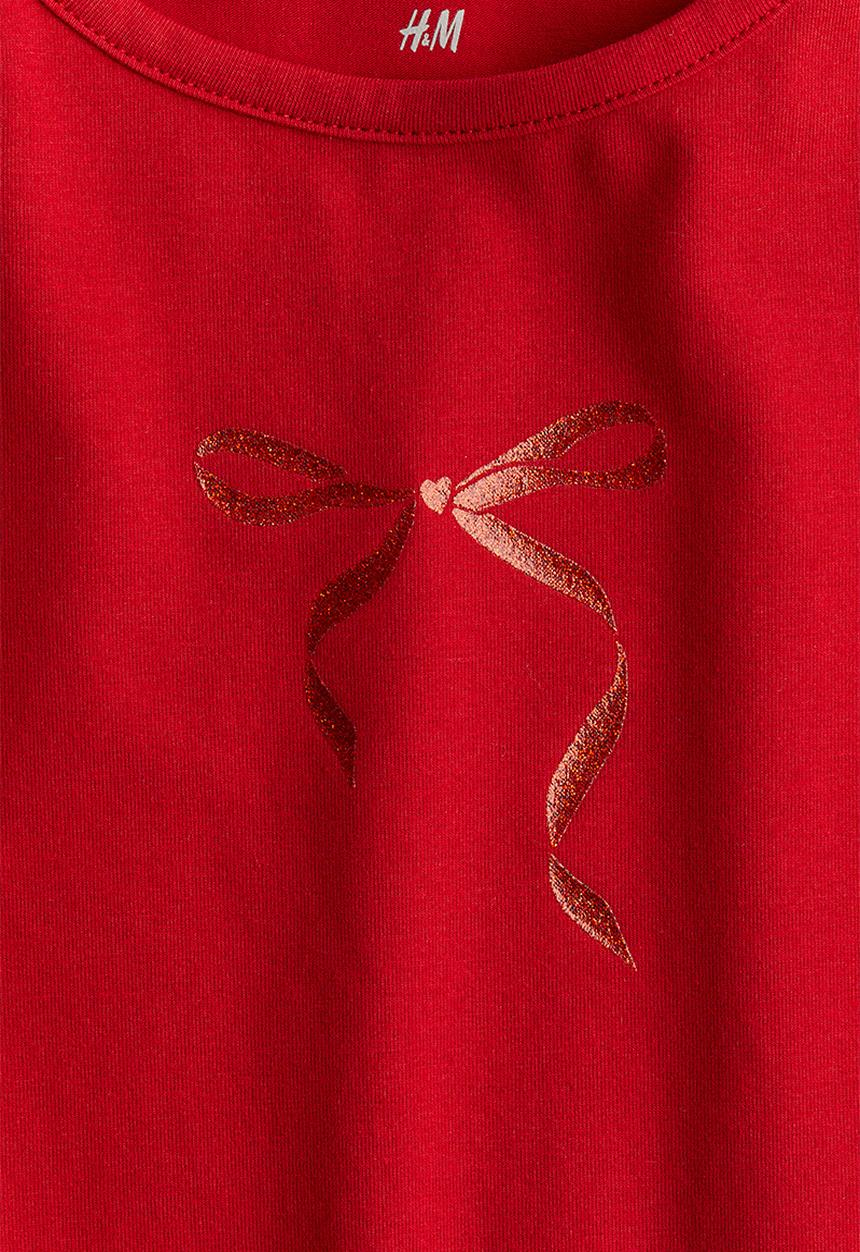 H&M - Printed top - Red Bow