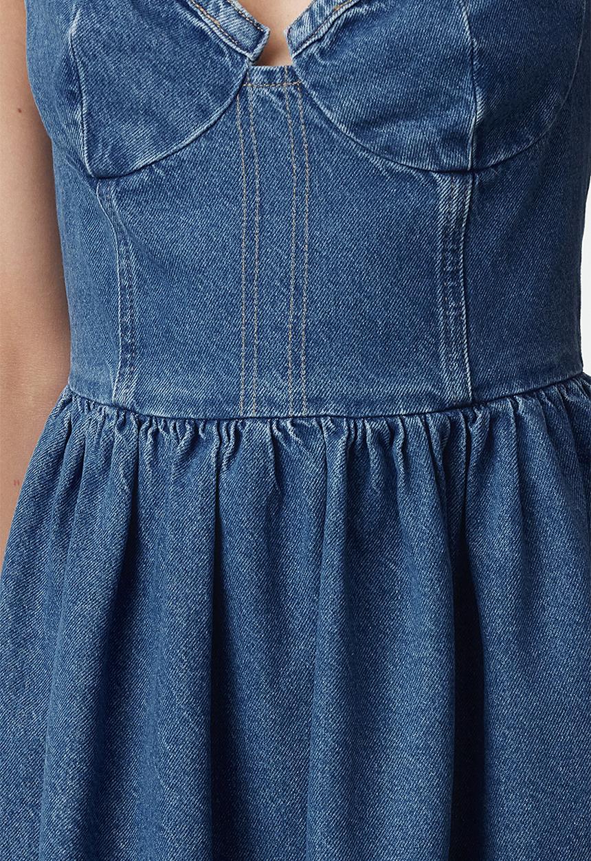 Trendyol - Strappy mini denim dress - blue