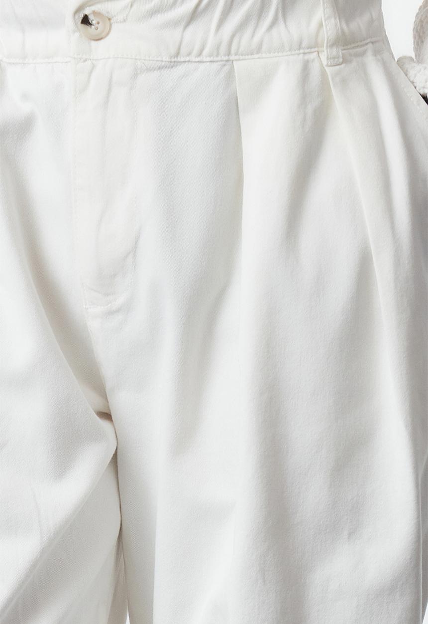 Trendyol - Elastic Waist High Waist Barrel Trousers - White