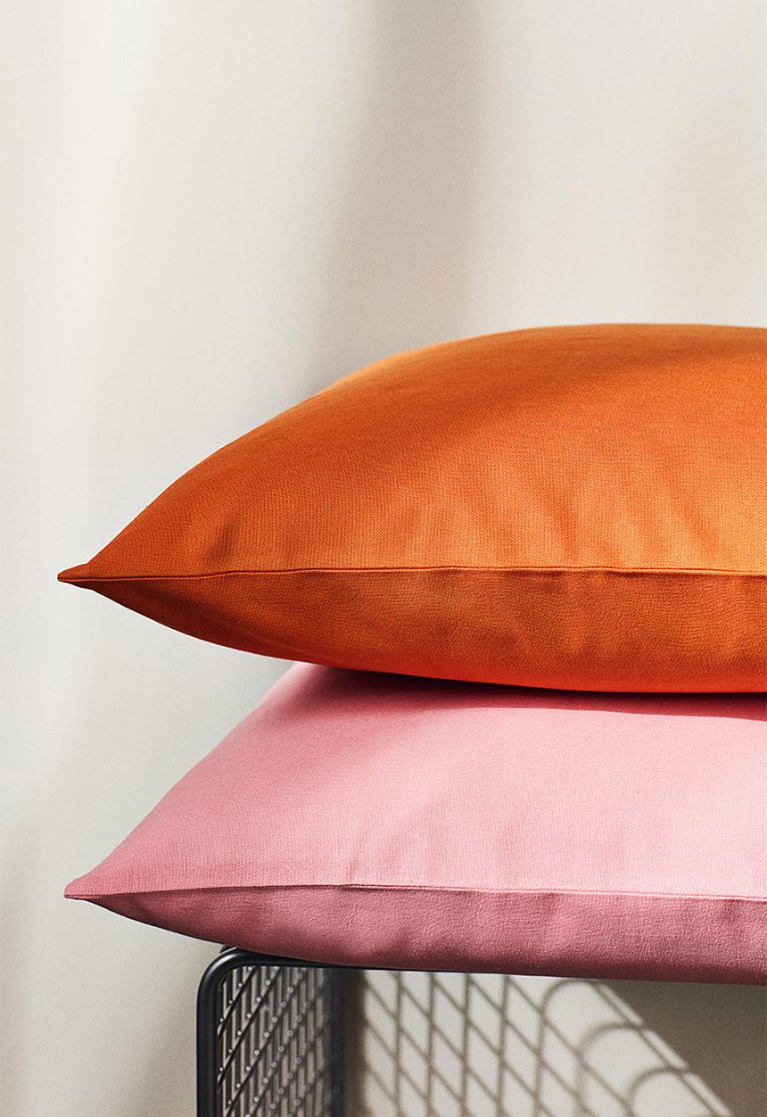 H&M - 2 Pack cotton canvas cushion covers - light pink & orange