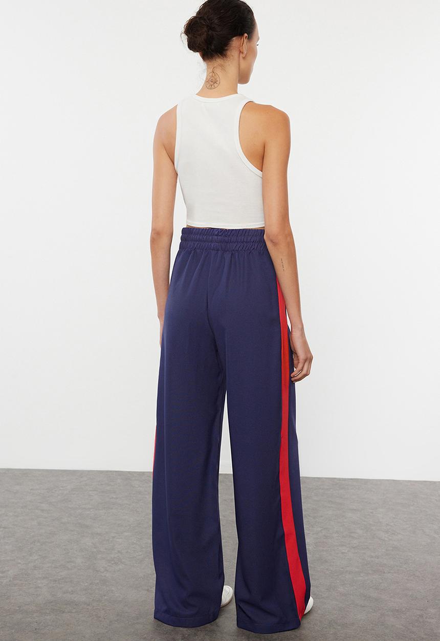 Trendyol - Wide Leg Woven Trousers with Elastic - Navy/Blue
