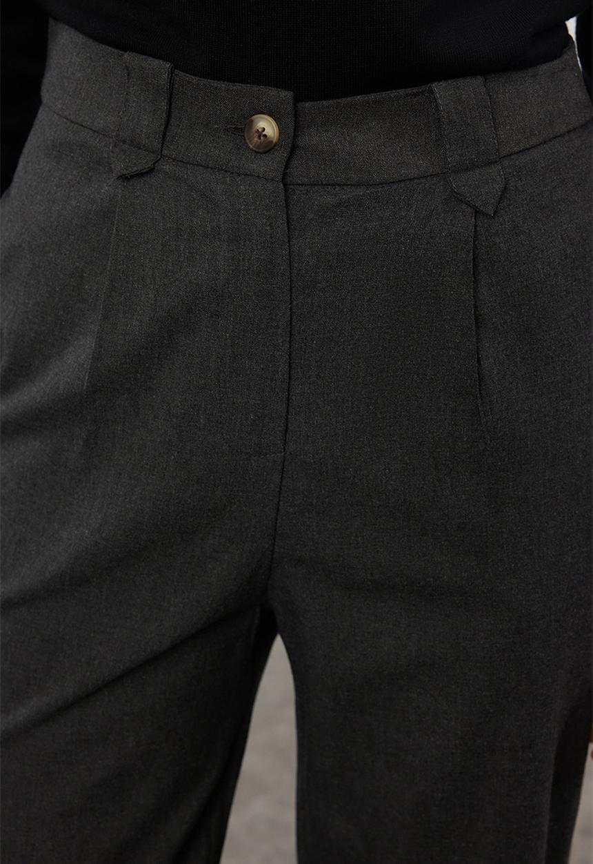 Trendyol - Carrot high waist polyviscon woven trousers - anthracite