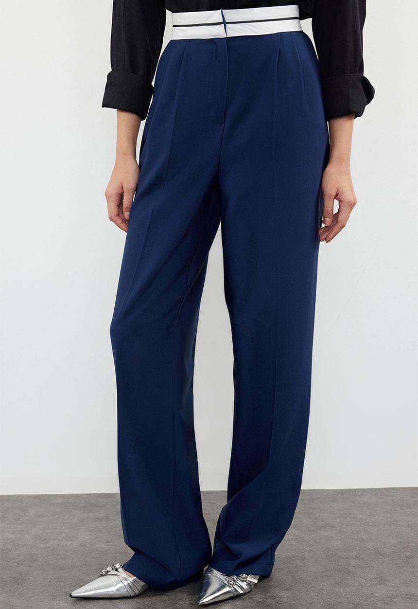 Trendyol - Wide leg high detailed woven trousers - navy/blue