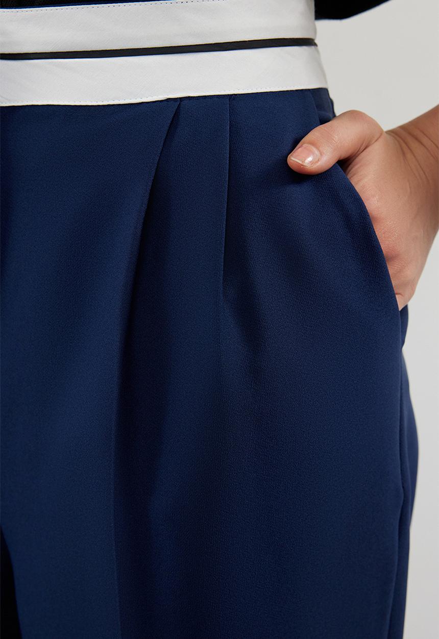 Trendyol - Wide leg high detailed woven trousers - navy/blue