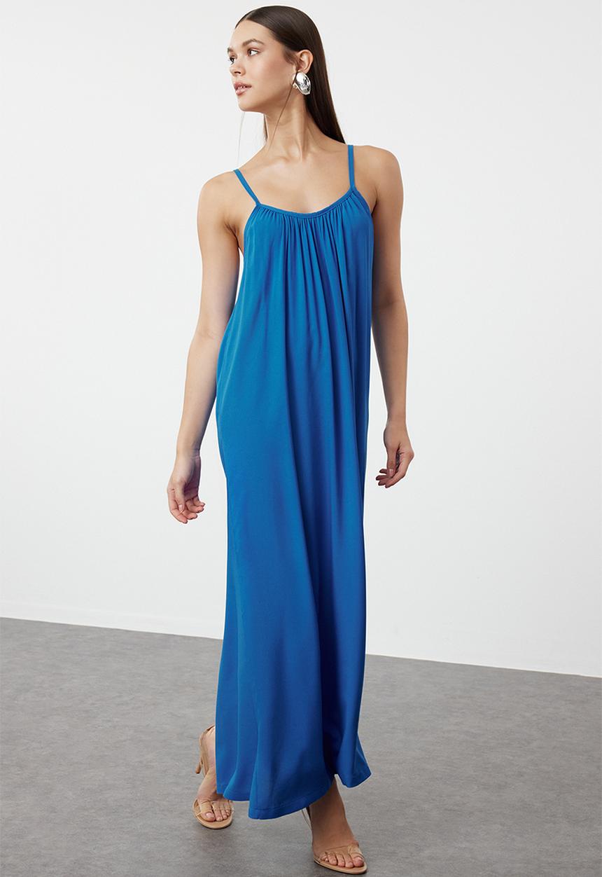 Trendyol - Viscose Maxi Strap Dress - Blue