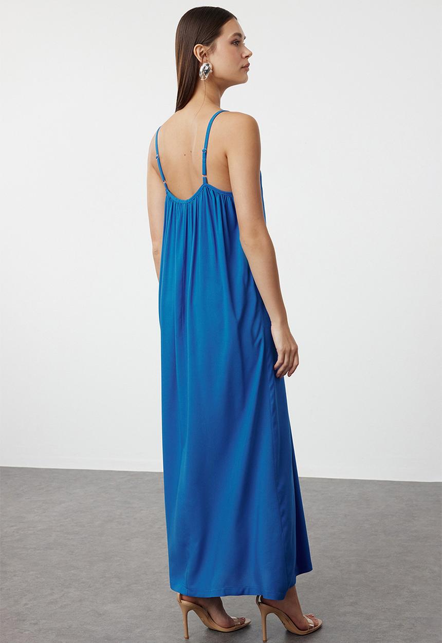 Trendyol - Viscose Maxi Strap Dress - Blue