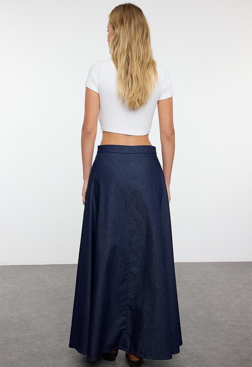 Trendyol - Maxi Denim Skirt - Navy
