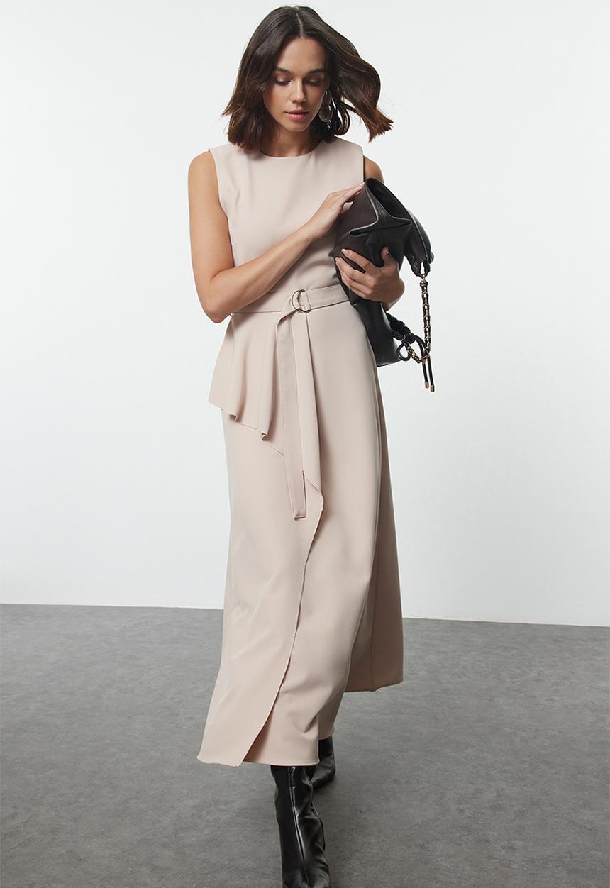 Trendyol - Sleeveless vest dress - beige