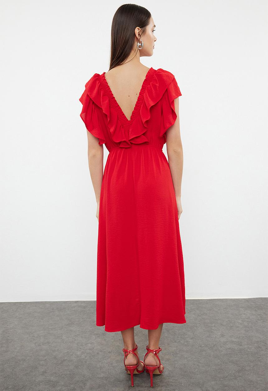 Trendyol - A-Line Viscose Dress - Red