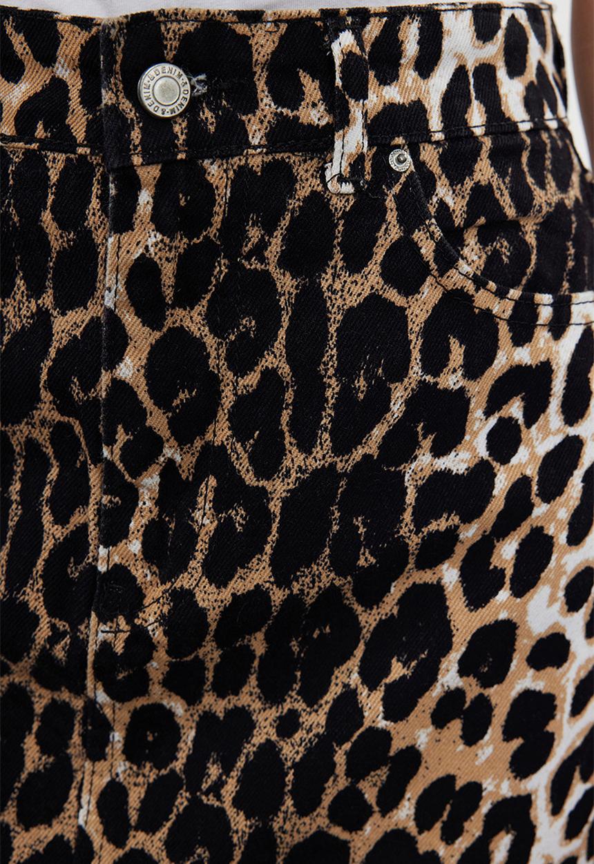 Trendyol - Leopard Patterned Woven Mini Skirt - Brown