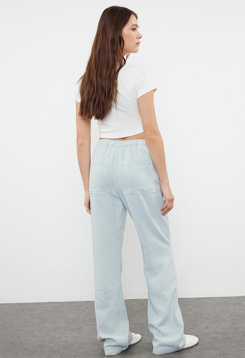 Trendyol - High Waist Pants - Light Blue