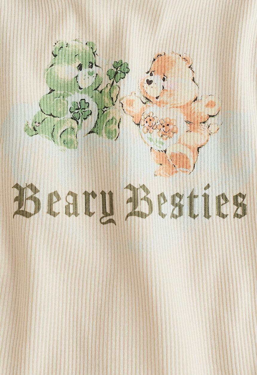 H&M - Ribbed vest top - light beige/care bears
