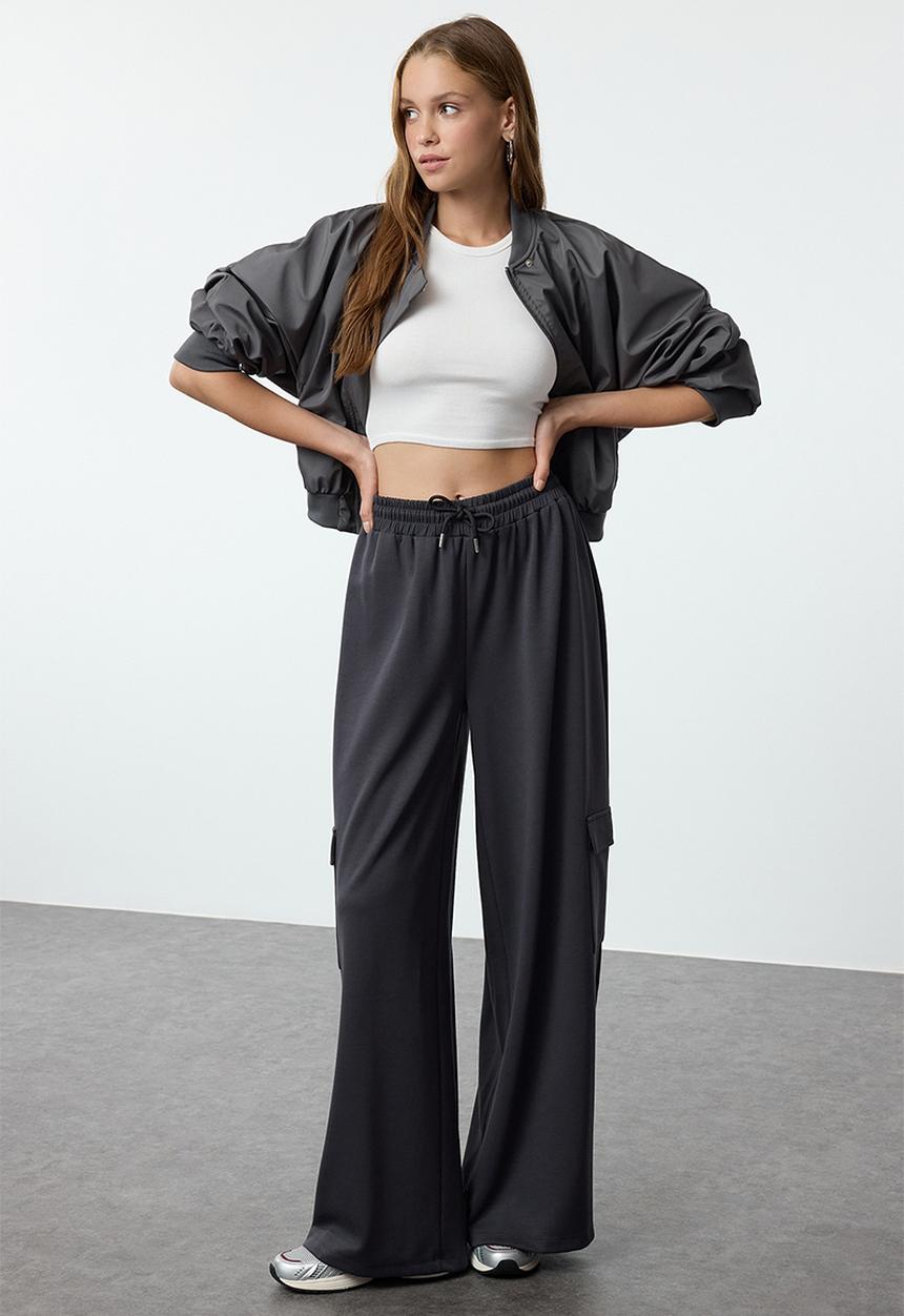 Trendyol - Cargo pocket soft touch tube leg knitted sweatpants - anthracite