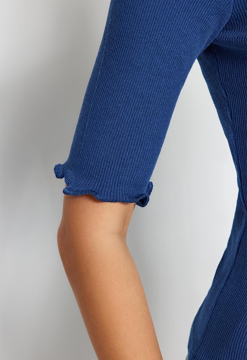 Trendyol - Crew neck fitted knitted top - blue