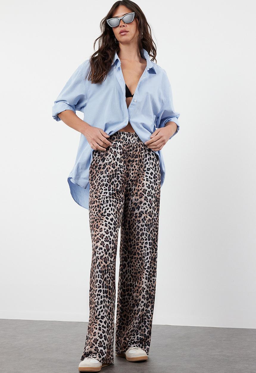 Trendyol - Wide Leg Trousers - Leopard Printed