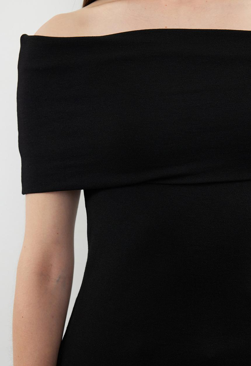 Trendyol - Carmen Collar Knit Blouse - Black