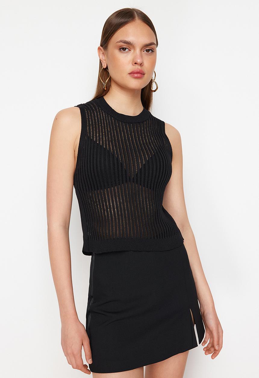 Trendyol - Transparent knitwear top - black