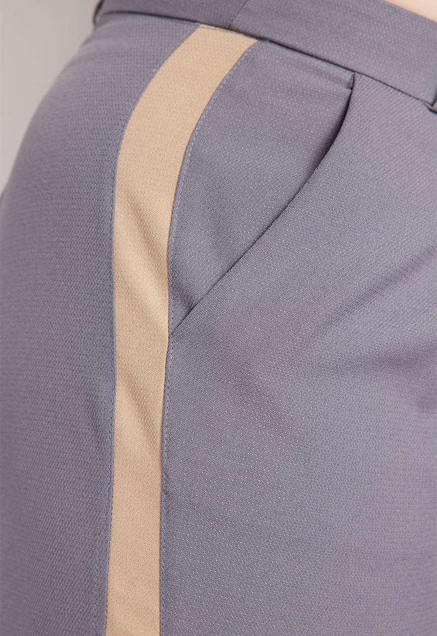 Trendyol - Plus High Waist Wide Leg Trousers - Grey