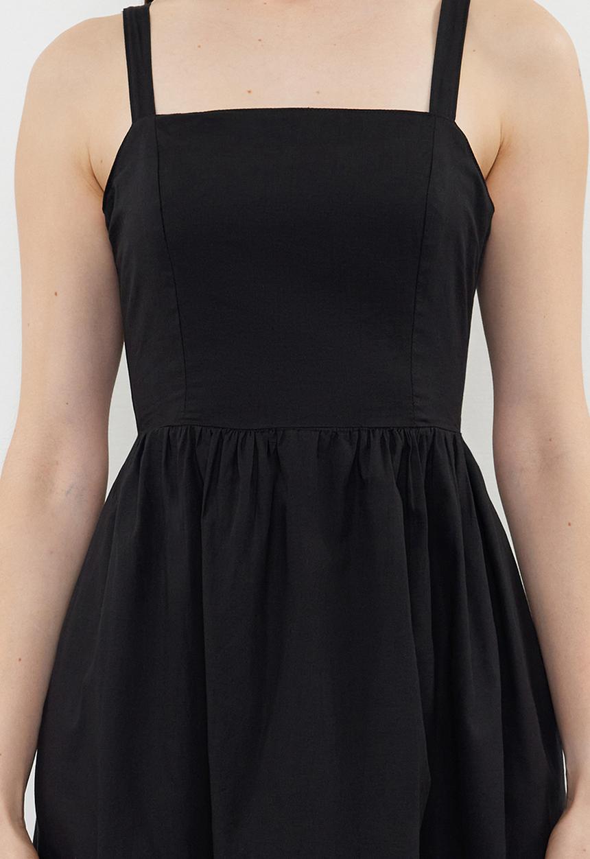 Trendyol - A-Line Cotton Voile Mini Dress - Black